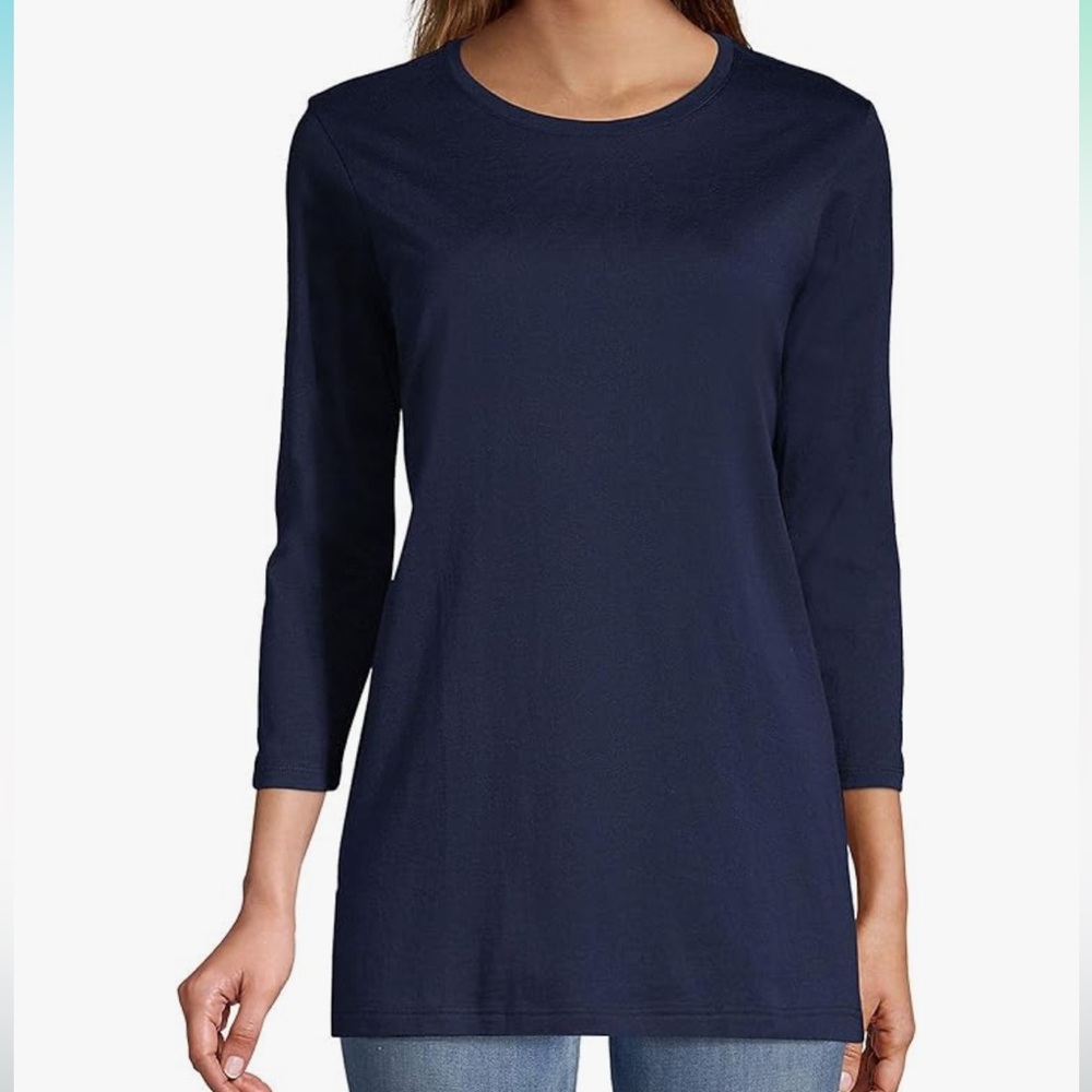 Lands' End Women's 3/4 Sleeve Supima Cotton Crewneck Tunic - Like New